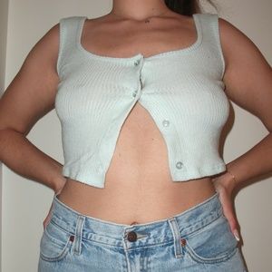 Ribbed Mint Cropped Tank